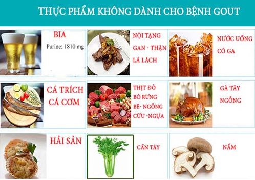 Thực phẩm nên tránh khi bị bệnh gout.